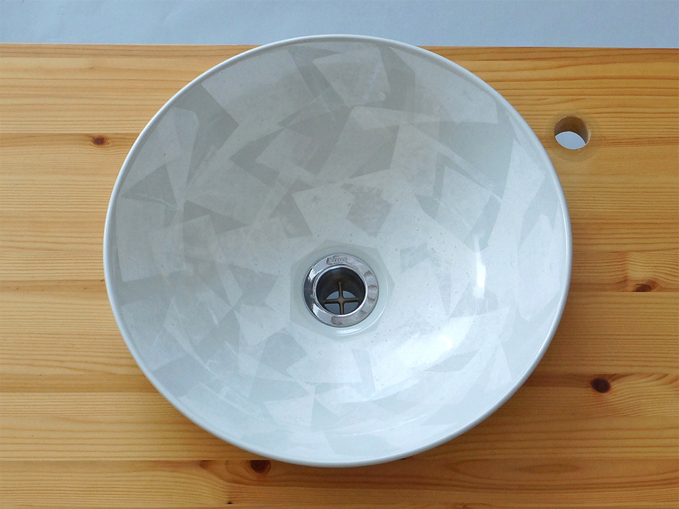 手洗い鉢 セミベッセルタイプ 銀彩 ホワイト - 有限会社 山口陶業社